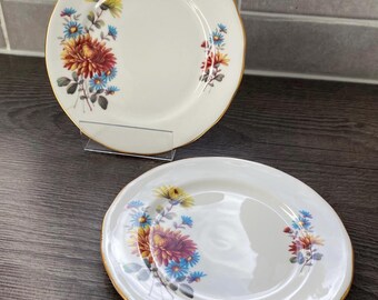 2 Vintage Gainsborough Cake Plates Fine Bone China England Afternoon Tea Wedding