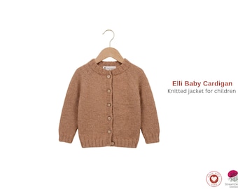 Elli Baby Cardigan Knitting Pattern – Children’s Top Down Raglan Jacket – Classic Button Front Knit