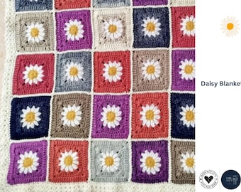 Daisy Crochet Blanket Pattern – Granny Square Flower Throw (PDF Pattern)