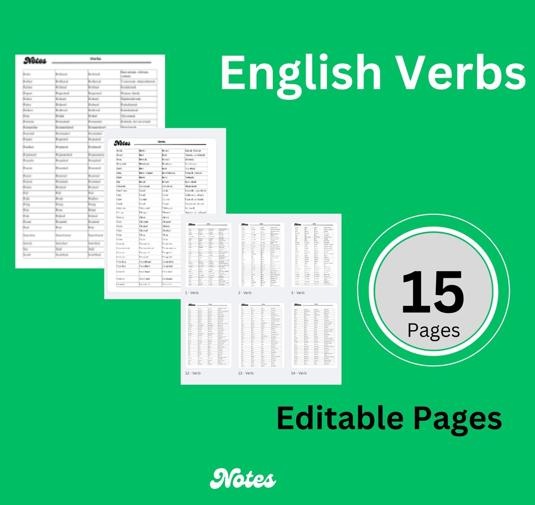 English Grammar Verbs Revision Activity |digital Download | Printable ...