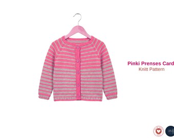 Pinki Prenses Cardi – Knitted Raglan Cardigan for Girls – Elegant Children Knit Pattern PDF- Baby Girl Cardigan Eeasy to make- Girl Cardi