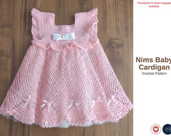 Nims Baby Cardigan Crochet Pattern Baby Cardigan PDF – 0–6 Months – Handmade Baby Outfit- Baby Girl Dress Crcchet Dress Gift- Dress for Girl