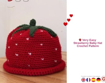Crochet Strawberry Baby Hat Pattern | Newborn to Toddler (PDF Pattern)