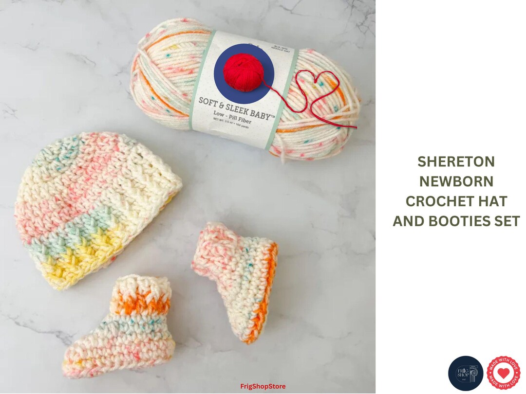 Newborn Crochet Hat and Booties Set Pattern – Easy Baby Crochet Set PDF ...