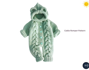 Cable Baby Romper Knitting Pattern | Seamless One-Piece Jumpsuit | 0–12 Months | Detailed Step-by-Step Instructions | Baby Romper Gift