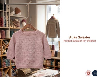 Atlas Sweater Knitting Pattern – Children Knit Pullover PDF – Top Down Kids Sweater – Seamless Lace Sweater Pattern