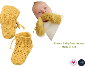 Simren Baby Booties and Mittens Knitting Pattern Set- Baby Winter set- Booties and Mittens for Baby- All moms making these- Booties Mittens