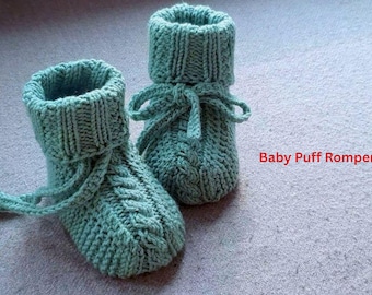 Seamless Baby Booties Knitting Pattern | No-Sew Baby Booties | Easy 3–6 Month Knit Booties with Cable Detail- Baby Socks Booties