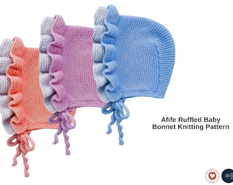 Afife Ruffled Baby Bonnet Knitting Pattern – Double Ruffle Bonnet – Baby Hat PDF- Baby Cap Beauty Cap Gift Knitt Pattern