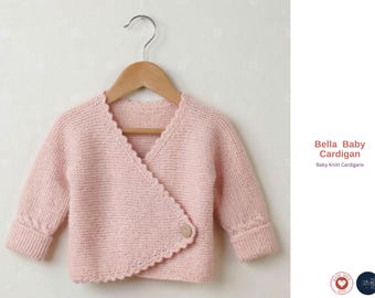 Bella Baby Cardigan Knitting Pattern – Classic Garter Stitch Baby Jacket & Booties PDF – Newborn to Toddler Knit Pattern- Baby Gift