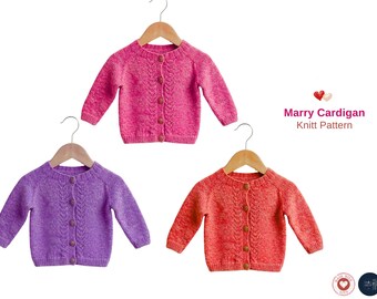 Marry Cardigan – Knitted Children Jacket Pattern – Lace Yoke Sweater – Top Down Kids Cardigan PDF- Baby Girl Cardigan pattern gift