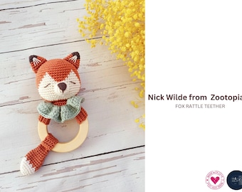 Clever Fox Rattle Teether – Amigurumi Crochet Pattern – Make Childhood Memories – Baby Toy – Handmade Gift- Fox for Babies Gift- Toy Pattern