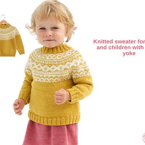 Little Missy Sweater Knitting Pattern – Nordic Yoke Design – Make Childhood Memories – Baby & Kids Pullover PDF