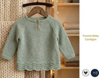 Peanet Baby Cardigan Knitting Pattern • Top-Down Raglan Sweater • Baby & Children Sizes 0–6 Years • Digital PDF Pattern- Cardigan Gift