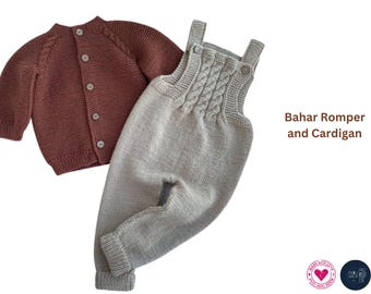 Patrón de tejido de mameluco y cárdigan para bebé Bahar (PDF) - Conjunto de mameluco y cárdigan para bebé - Idea de regalo para cumpleaños y baby shower - Mono cárdigan