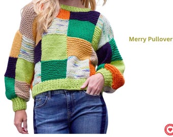 Gebreid truipatroon met kleurwerk – Intarsia-trui, maten XS-5X (pdf-patroon)