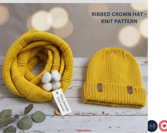 Ribbed Crown Hat – Knitting Pattern | Adult & Child Sizes | Stretchy ...