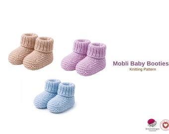 Mobli Baby Booties Knitting Pattern PDF – Easy Knit Baby Socks – Newborn to 12 Months – Seamless Booties Pattern- Baby Shoes Gift