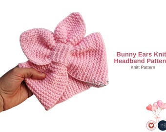 うさぎ耳ニットヘッドバンドパターン - ベビー＆幼児用イヤーウォーマー - 編み物PDF - ヘッドバンド