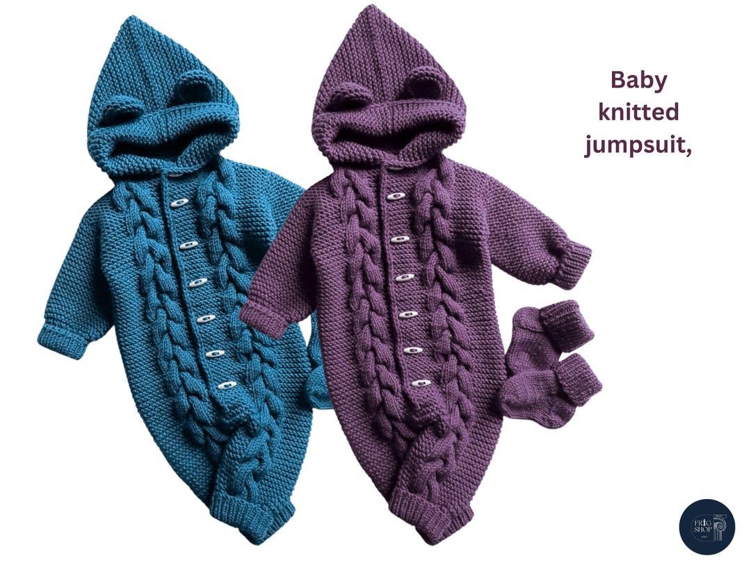 Baby Romper Knitting Pattern | Seamless Jumpsuit With Hood & Booties ...