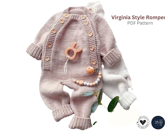 Virginia Style Baby Romper Knitting Pattern with Rabbit Motif PDF- Baby shower and Baby Birthday gift İdea-Make Chilhood memories Romper