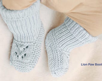 Lion Paw Baby Boots Knitting Pattern PDF- Baby Booties winter socks for Baby- Prepare winter Booties for Baby match with any Knit Romper