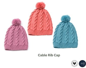 Patron bonnet torsadé, bonnet d'hiver douillet, patron bonnet torsadé, bonnet en tricot unisexe, téléchargement immédiat au format PDF - patron cadeau bonnet pour filles
