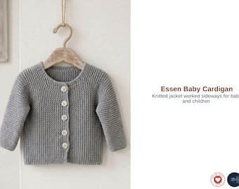 Essen Baby Cardigan Knitting Pattern – Sideways Knit Jacket for Babies and Children – Seamless Style PDF- Baby Cardigan Jacket Knitt Gift