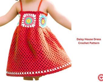 Daisy Haus Kleid Häkelanleitung | Baby bis Kind Größen 0-10 Jahre | Sunburst Oma Quadrat Sommerkleid - Baby Geschenk