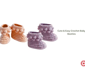 Cute & Easy Crochet Baby Booties Pattern | Bobble Stitch Booties | Newborn to 24 Months | Baby Shower Gift | Crochet Shoes PDF gift