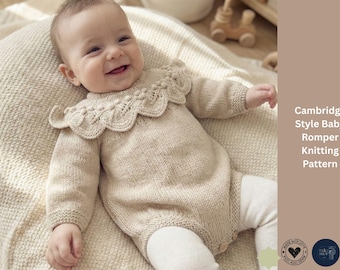Cambridge Style Baby Romper – Knitting Pattern PDF- Baby Girls Romper, Knitted Romper, Baby Knitting Pattern- Baby Girl Gift babyshower
