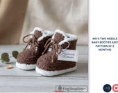 Knitted Baby Booties Pattern | Easy Two-Color Baby Shoes | 3 mm Needle Baby Booties | Newborn Knit Pattern PDF- Baby Booties- Baby Socks