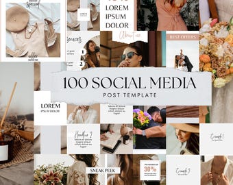 100 plantillas minimalistas para publicaciones de Instagram: Diseño de Canva para redes sociales (descarga digital)