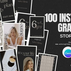 100 Minimalist Instagram Stories Canva Templates | Editable Digital Downloads | Aesthetic Story Designs for Bloggers, Brands, and Influencer