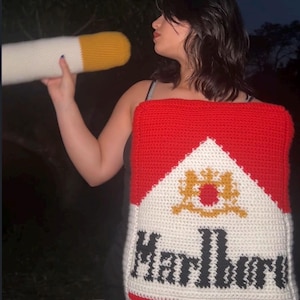 crochet cigarette pillow Marlboro Crochet Pillow