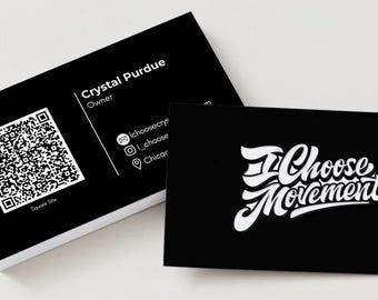 Personalisierte Visitenkarten mit QR-Code – Modernes Schwarz-Weiß Design