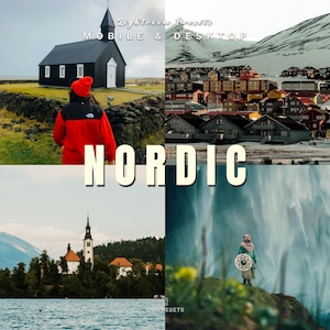 20 Nordic Lightroom Presets | Outdoor, Travel, Nature, Earthy, Airy, Cinematic Tones, Landscape Filters, Wanderlust Looks | Desktop & Mobile
