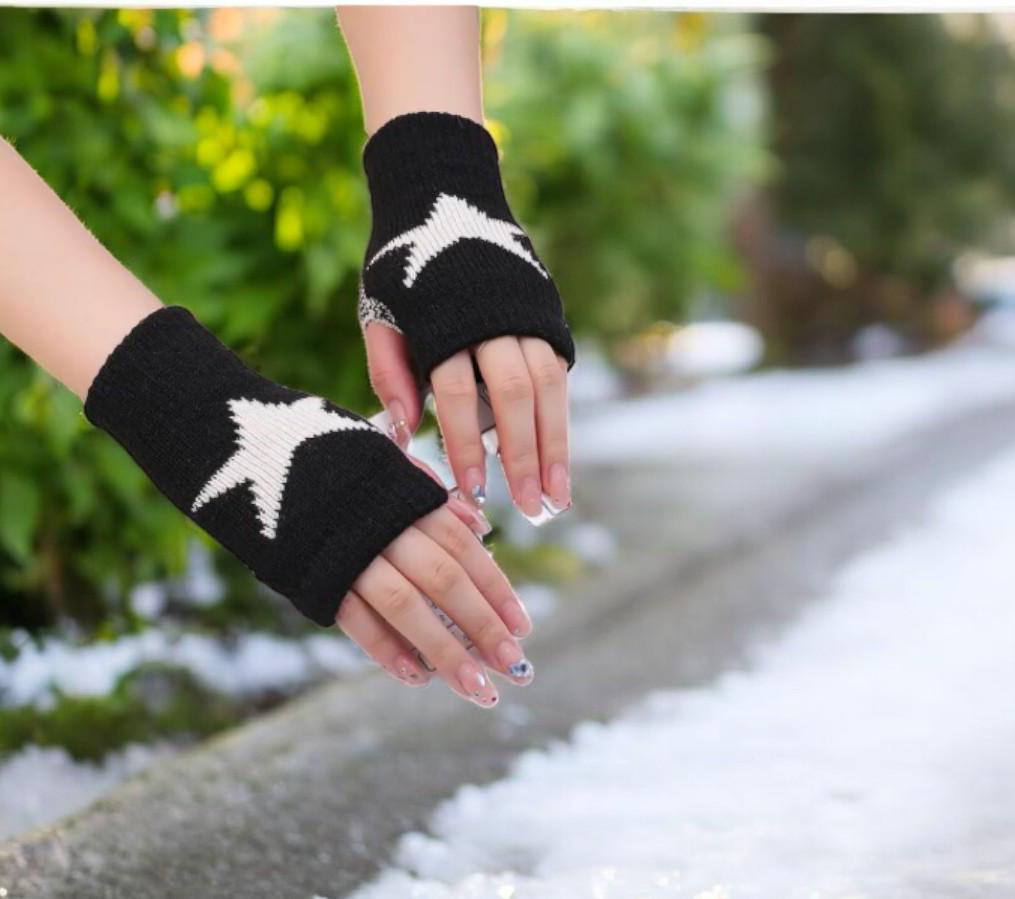 小物 fingerless gloves y2k opium archive Y2K Women Teens Knitted Arm Warmers Japanese Harajuke