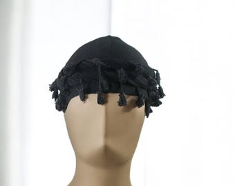 Handcrafted Tassel Headpiece – Unique Artisan Design, Elegant and Bold Fashion Accessory. Statement Hat for Special Occasions & Styling.