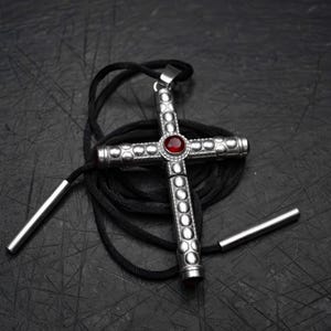 Sterling Silver Cross Pendant with Secret Compartment and Decorative Detail – Unique Necklace, best gift