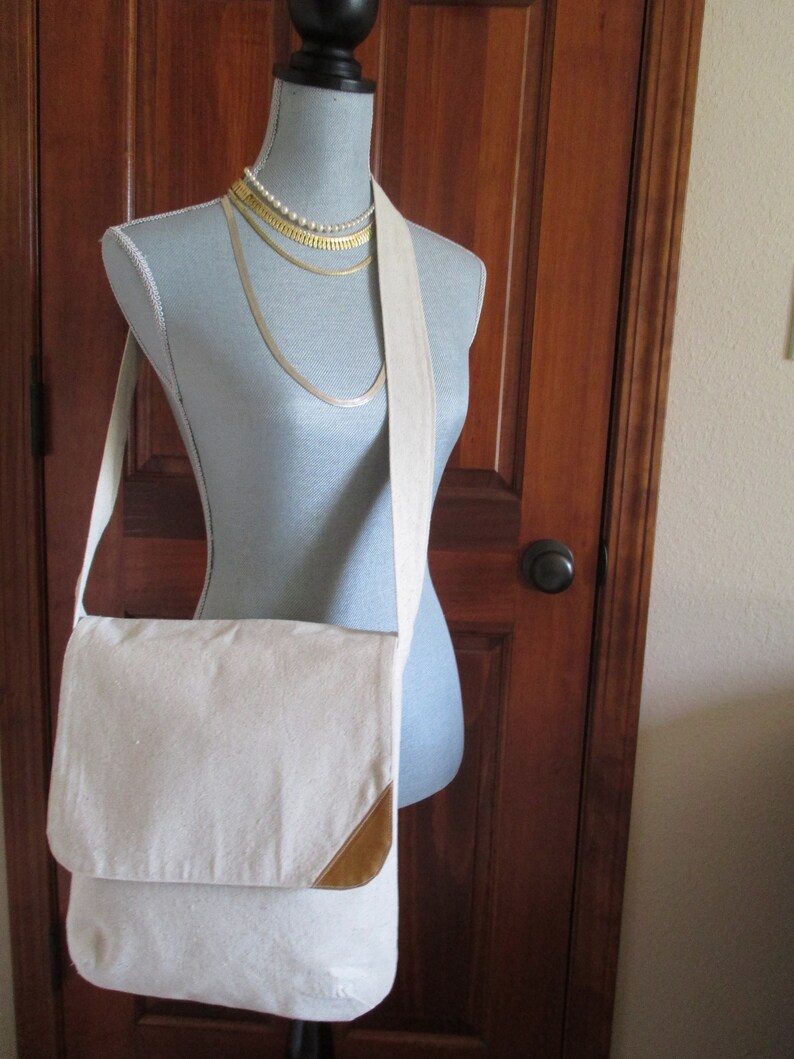 Burlap Messenger Bag/Detail Corner Flap/Long Shoulder Etsy