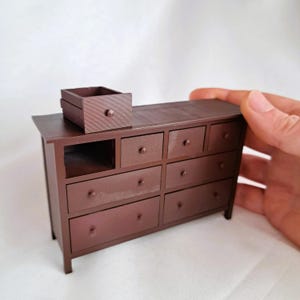 Miniature Baby Changing Dresser – 1:12 Scale Modern Nursery Furniture with Working Drawers (Unpainted or Painted Options)
