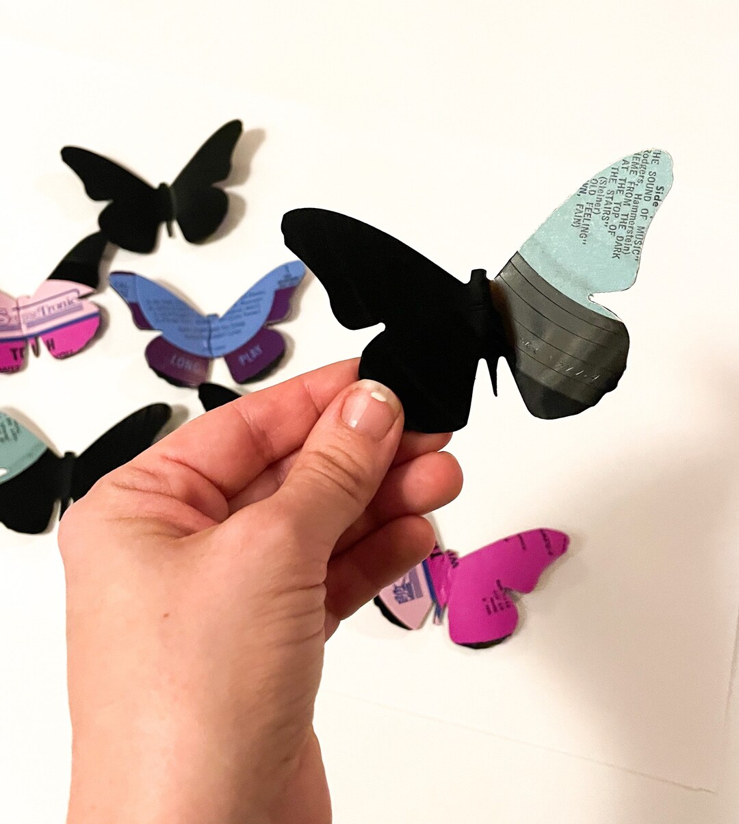 Mini 3D Vinyl Record Butterflies and Flowers, Set of 6, Party