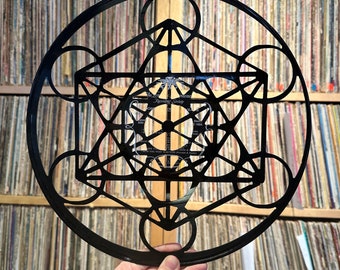 Vinyl Record Art - Metatron’s Cube - Sacred Geometry - Meditation Art - Yoga Lover Gifts - Meditation Room Decor - Handmade Record Art