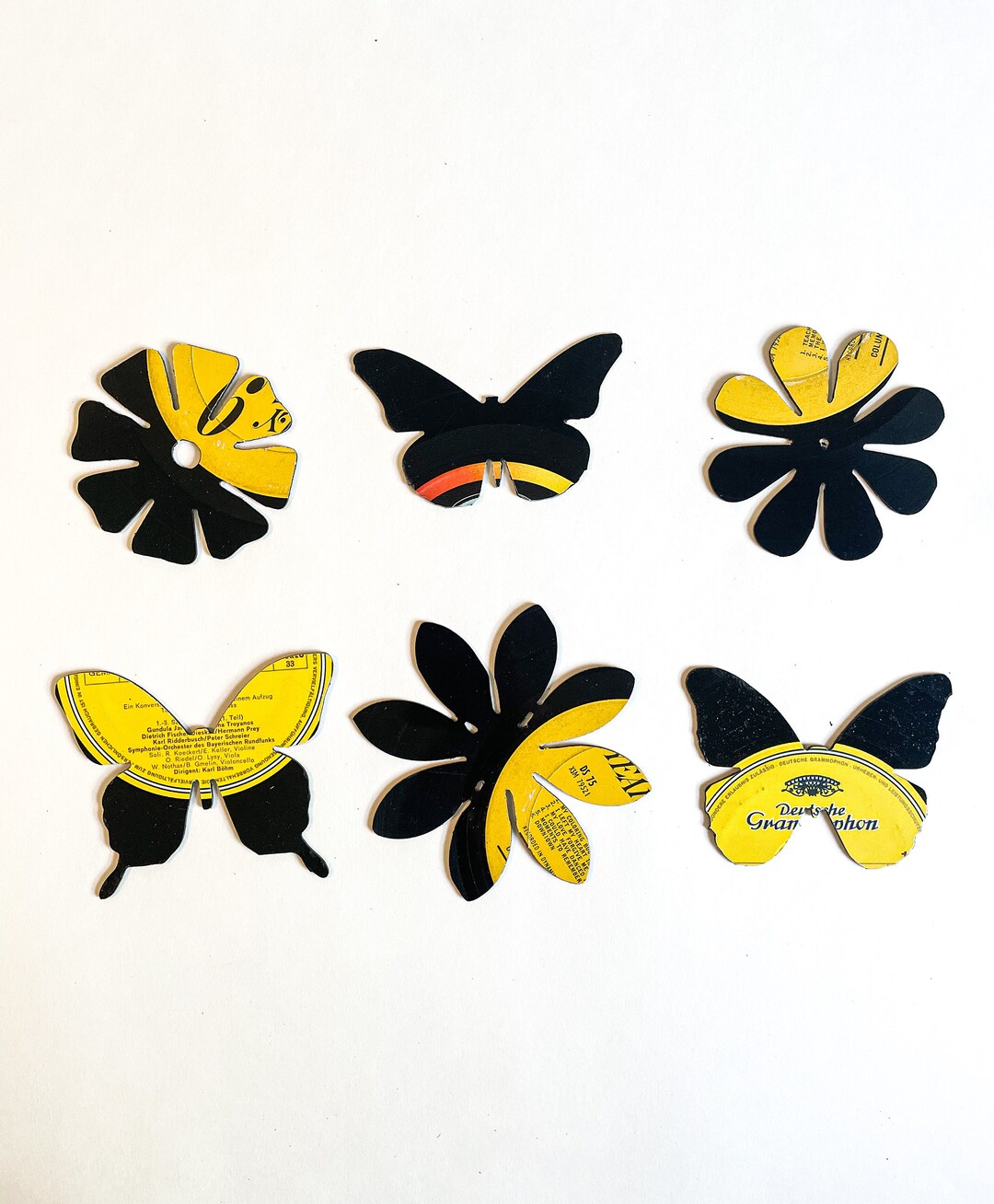 Mini Vinyl Record Butterflies and Flowers Bundle Set of 6 Etsy