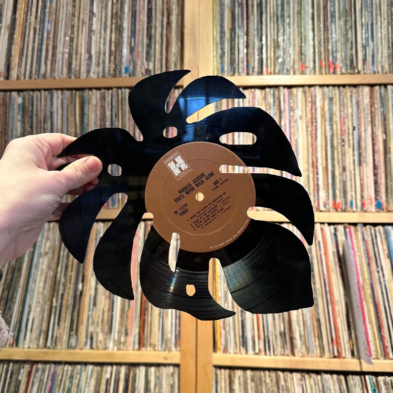 Vinyl Record Art Monstera Leaf, Large image 2