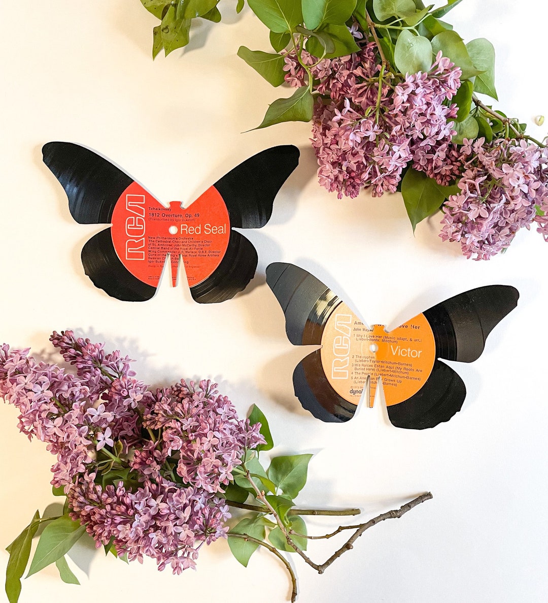 Vinyl Record Wall Art, 3D Butterflies, Large, Set of 2, Boho Art