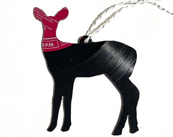 Vinyl Record Deer Christmas Ornament - Doe - Woodland Animals