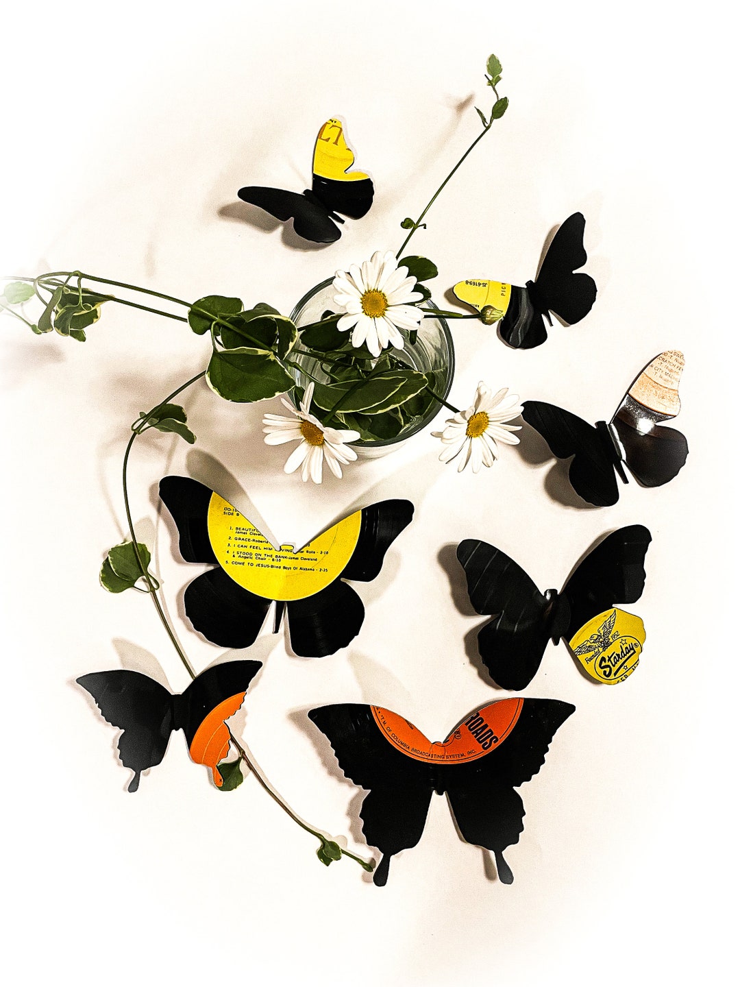 7 Pc Mini Vinyl Record Butterflies DIY Craft Sets Scrapbook Etsy