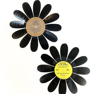 Vinyl Record Art Daisy Flower, Large, Set of 2 image 1